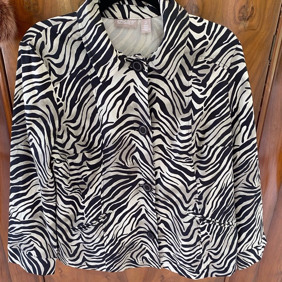 Chico's Jackets & Blazers - Chico's Zebra-Print Jacket, Sz 2